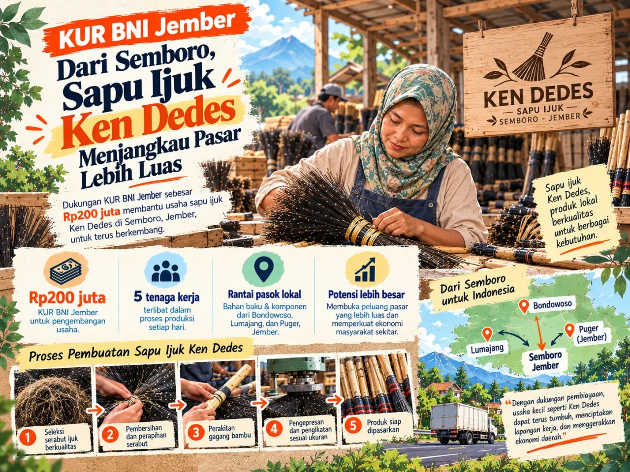 Pembiayaan KUR sebesar Rp200 juta dari BNI Jember dimanfaatkan untuk mendukung pengembangan lokasi usaha dan memperkuat kapasitas bisnis Ken Dedes.